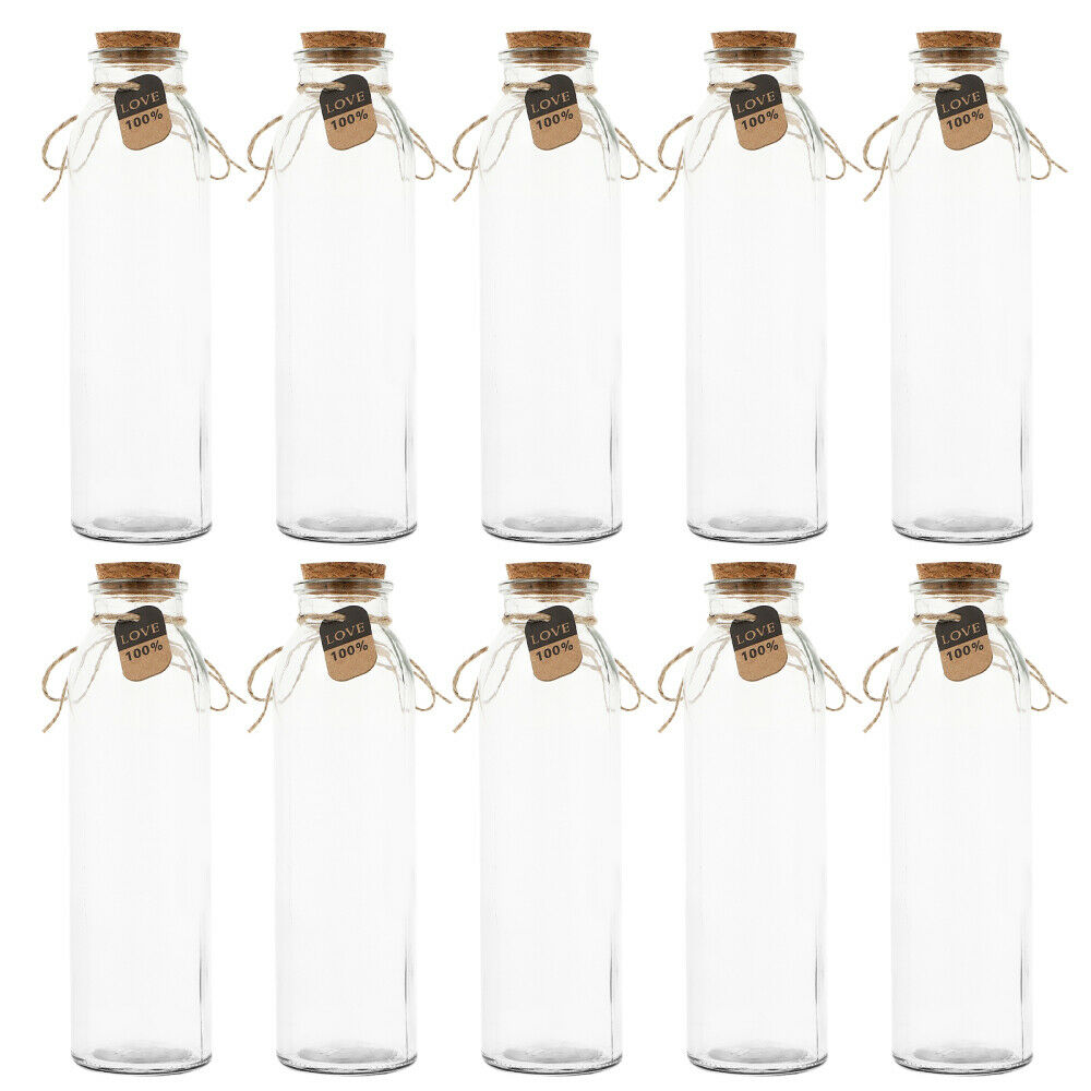 1 Set 350ML Transparent Beverage Bottles with Hemp Rope Tags (Transparent)