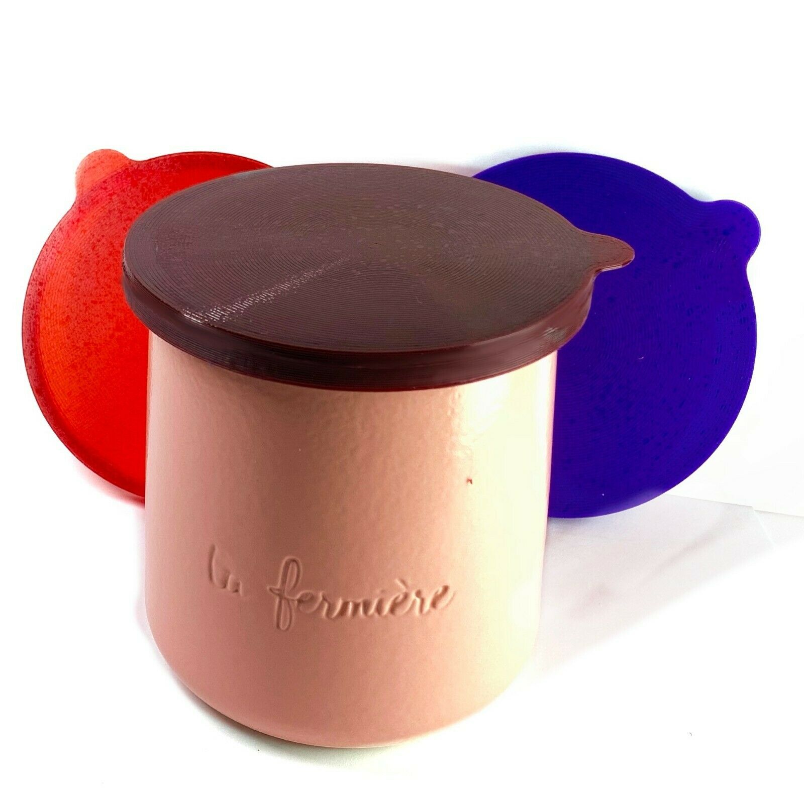 LA FERMIERE Yogurt jar lids WITH TABS --   Pick Your Colors -   68 Colors ❤️