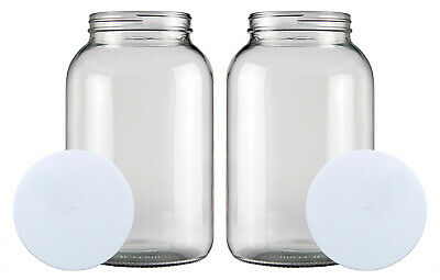 One Gallon Wide Mouth Glass Jar With Solid Lid-set Of 2