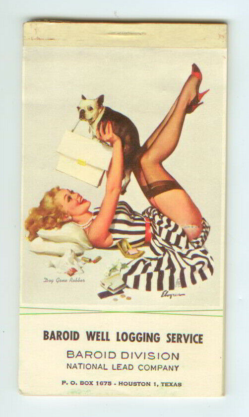1960 Gil Elvgren Pin Up Notepad “dog Gone Robber" With Boston Terrier - Logging