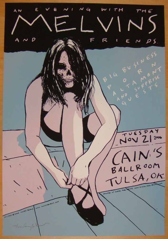 2006 The Melvins & Porn - Tulsa Silkscreen Concert Poster S/n Casey Burns