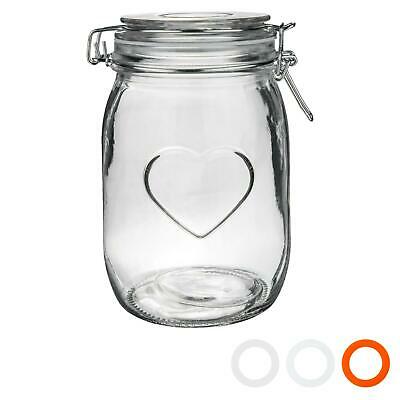 Heart Design Glass Storage / Food Preserve Preserving Jar, 1L