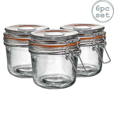 Glass Storage Jars Airtight Clip Top Lid Food Preserve Preserving Jar 350ml x6