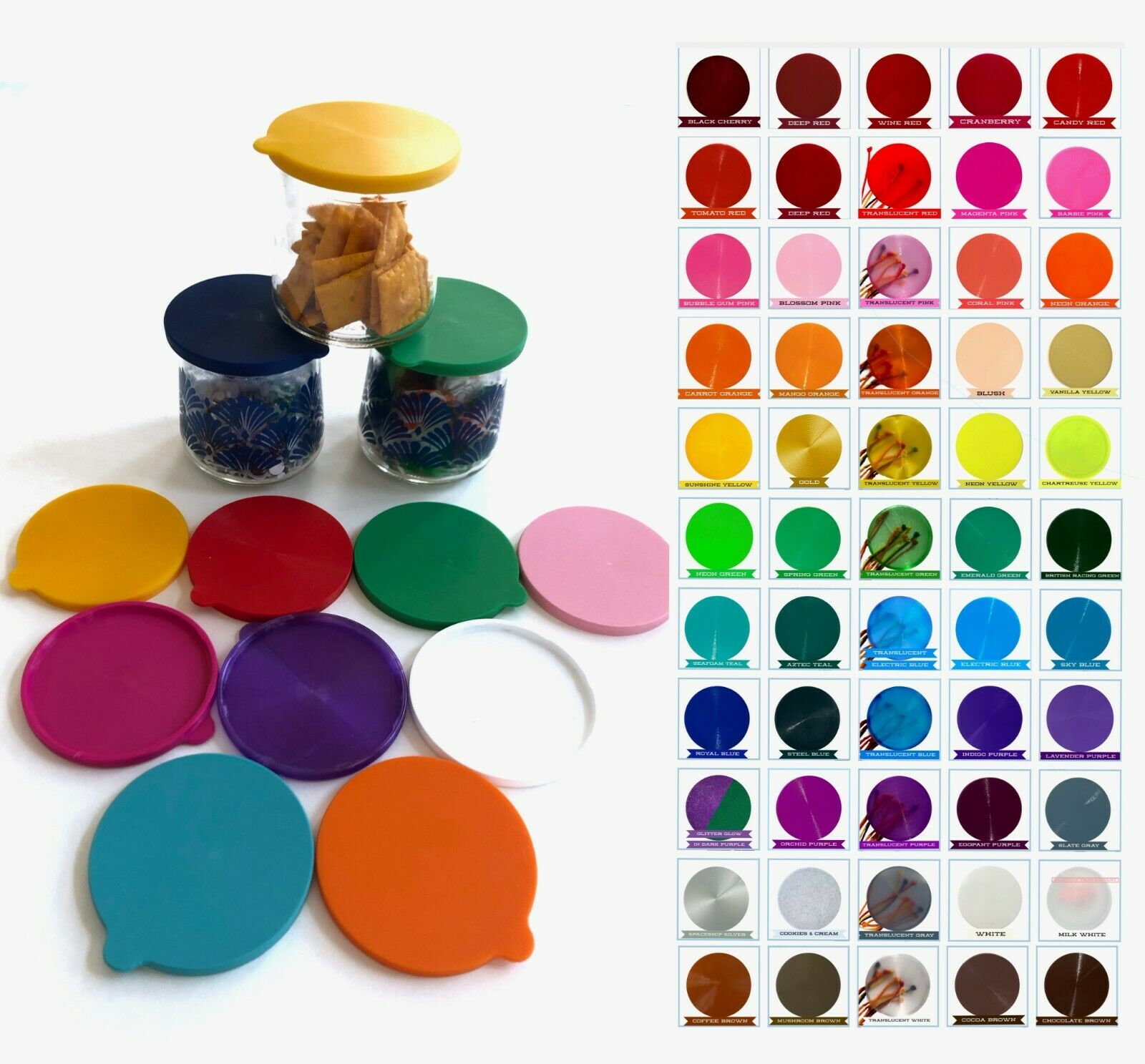 OUI Yogurt jar lids. Pick Your Colors - ❤️  75 Colors